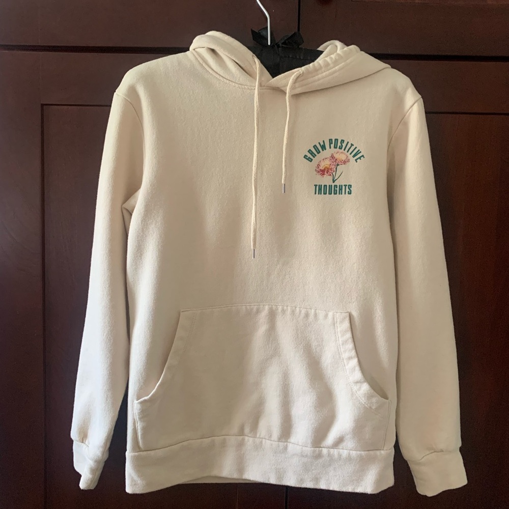 Spring Summer Cream Hoodie - Grow Positive Thoughts